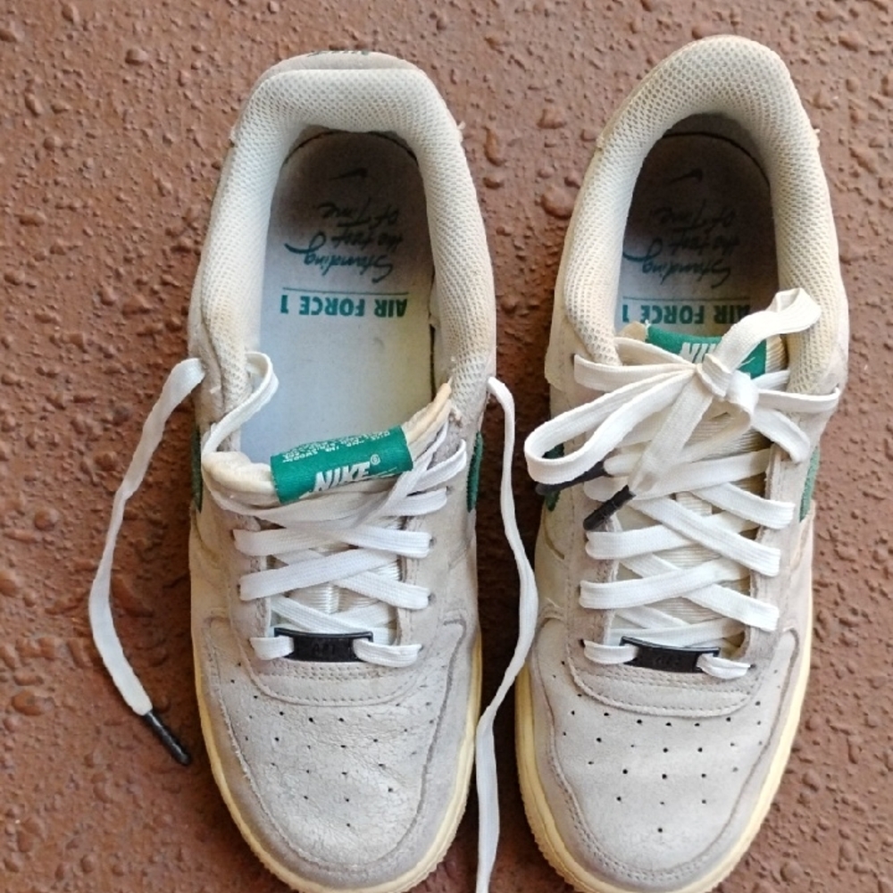 LIMITED EDITION Nike Men's White and Teal Air Force 1 Low Sneakers